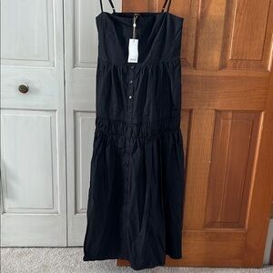 Quince 100% cotton Black Poplin spaghetti strap dress